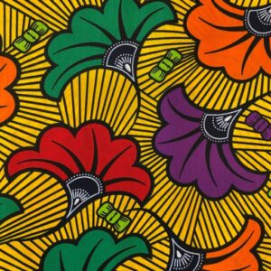 Tissu wax fleurs de mariage multicolore