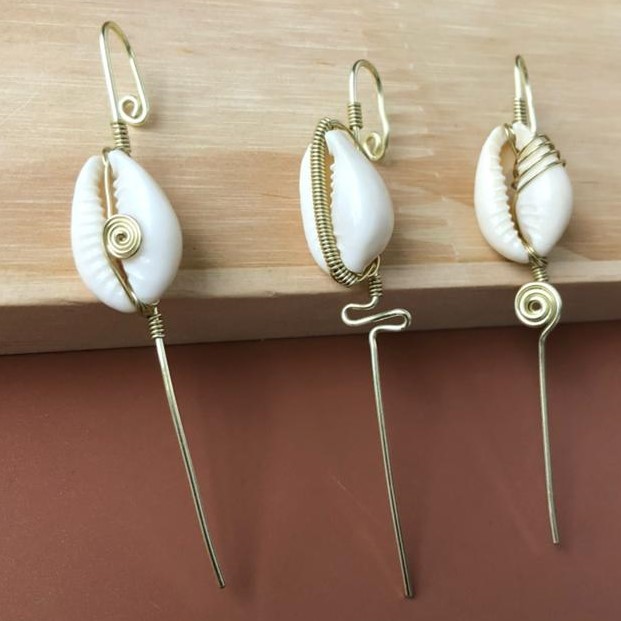 Boucles d’oreilles cuivre hypoallergénique “cauris” - création artisanale